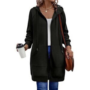 Women's Zip Up Hoodies Long Tunic Sweatshirts Long Sleeve Oversized
